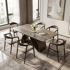 Cheshire 1.2-2m Ceramic Extending Dining Table Tess Walnut Chairs