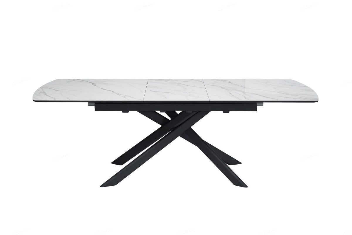 Cosma 180–230cm White & Sunset Cloud Vein Ceramic Extending Dining Table