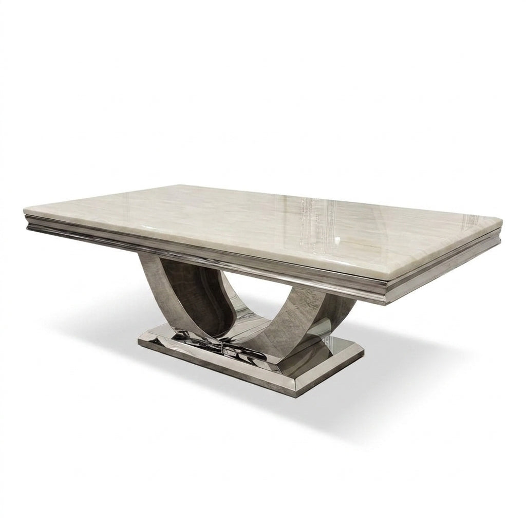 Ariel Cream Marble & Chrome Coffee Table