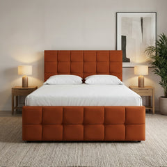 Burnt Orange Cube Divan Bed with Storage