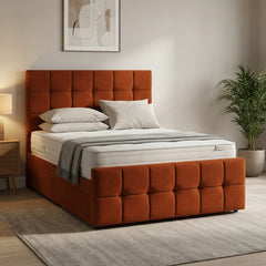 Burnt Orange Cube Divan Bed with Storage