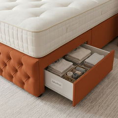 Burnt Orange Cube Divan Bed with Storage