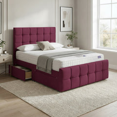 Cerise Cube Divan Bed with Storage