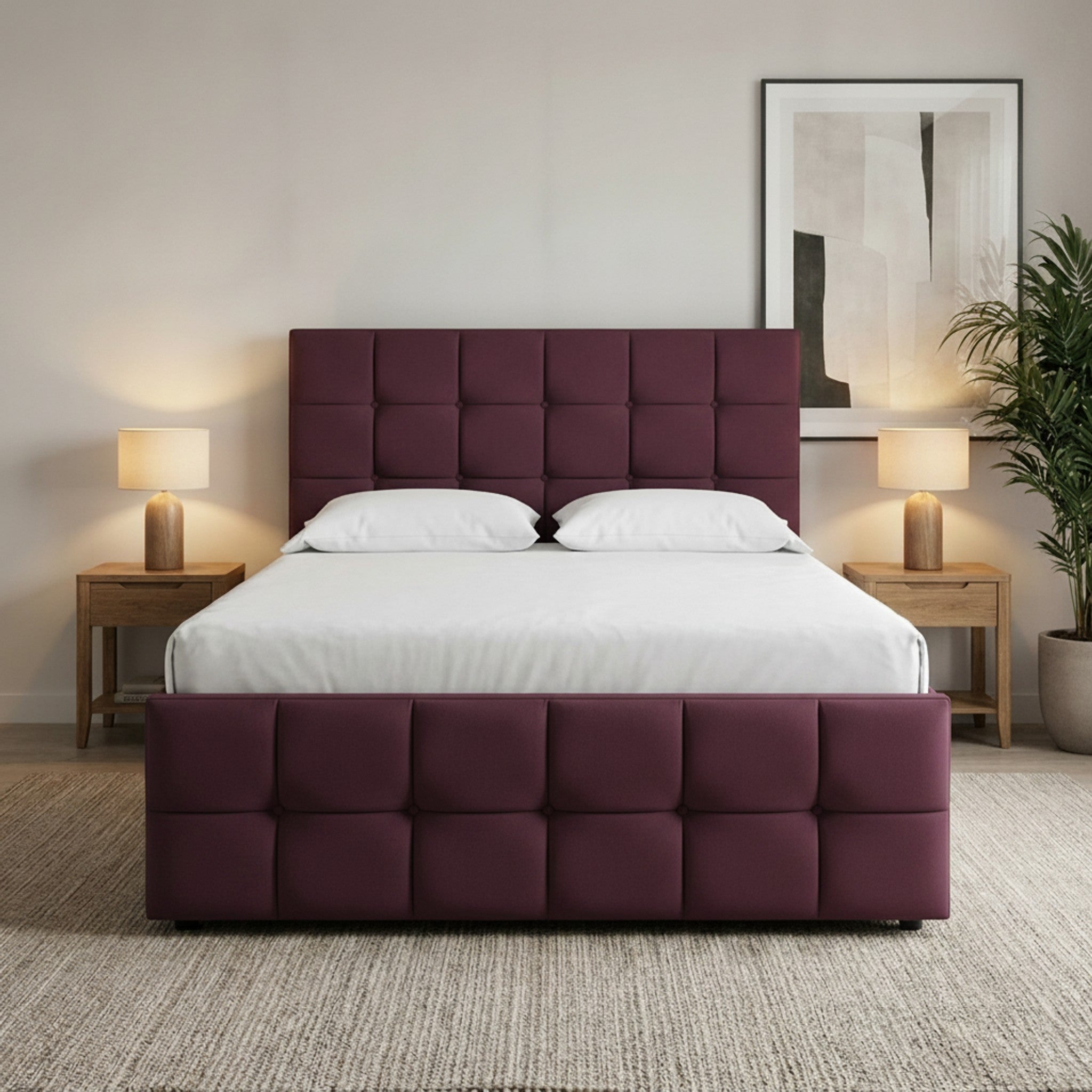 Claret Cube Divan Bed with Storage