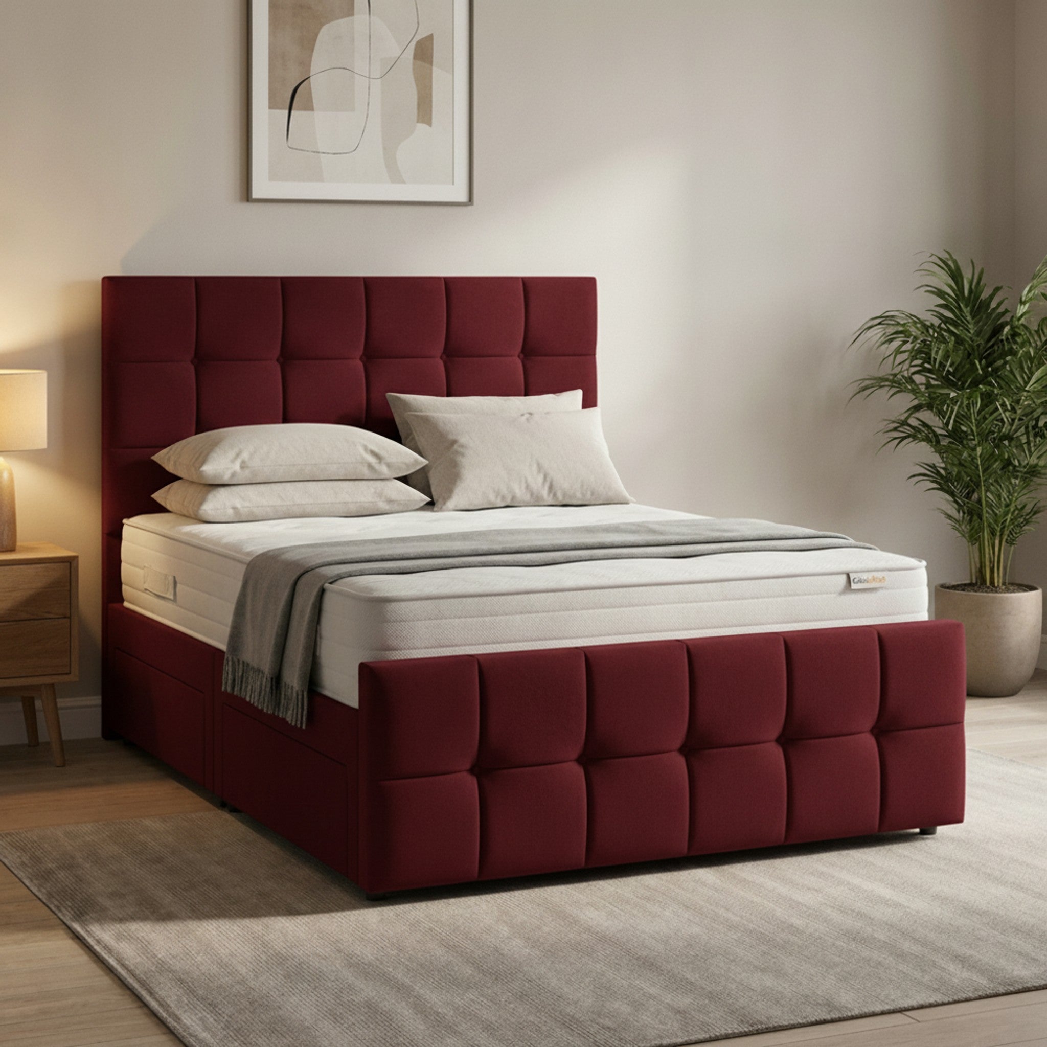 Claret Cube Divan Bed with Storage