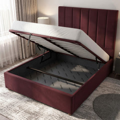 Claret Cubic Panel Ottoman Storage Bed