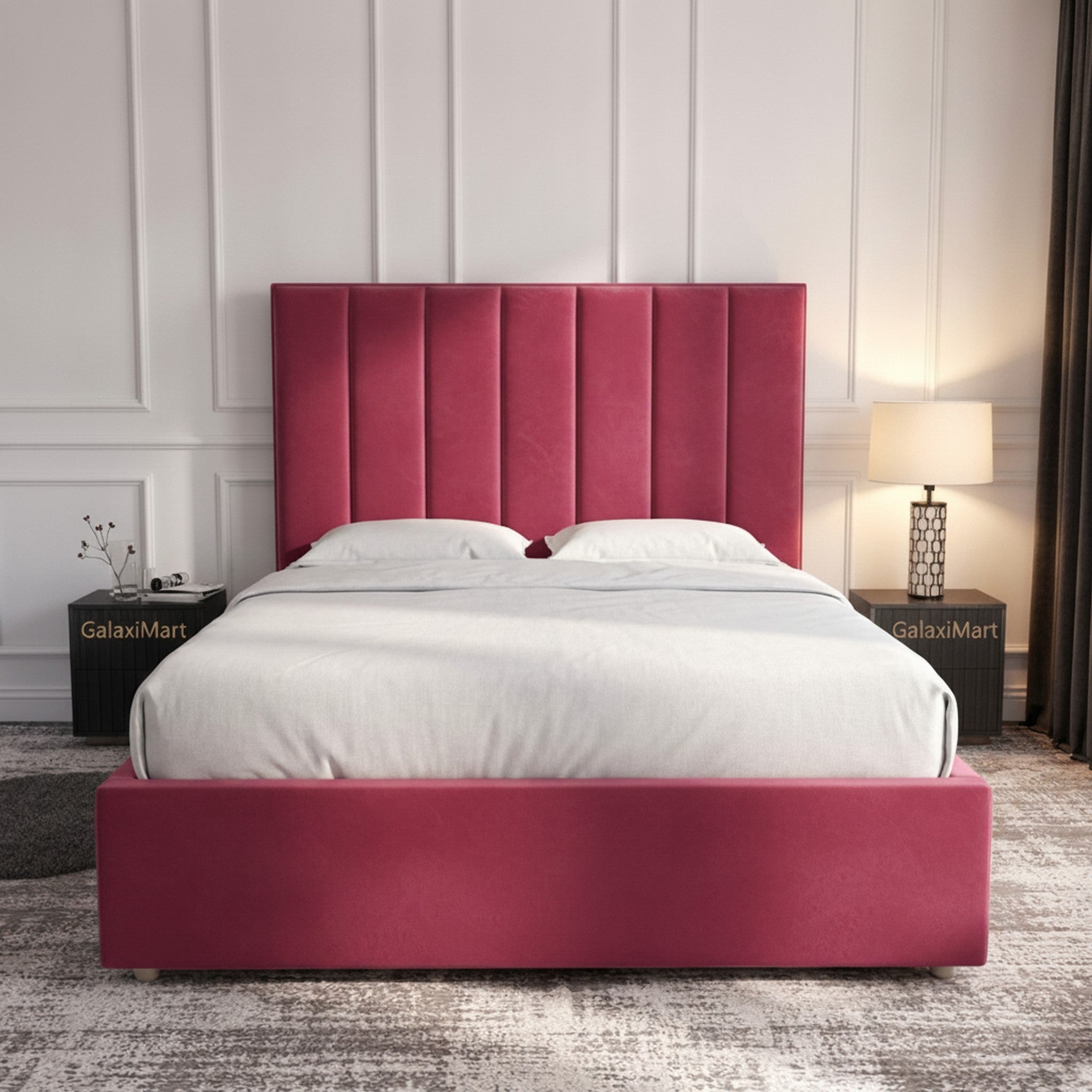 Cerise Cubic Panel Ottoman Bed