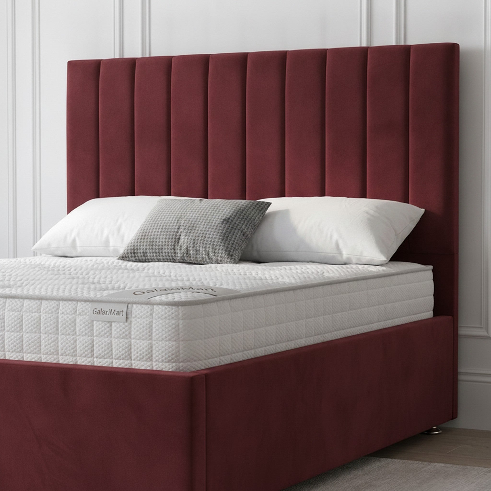Claret Cubic Panel Ottoman Storage Bed