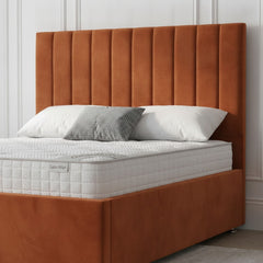 Burnt Orange Cubic Panel Ottoman Bed