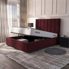Claret Cubic Panel Ottoman Storage Bed