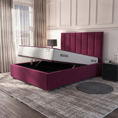 Cerise Cubic Panel Ottoman Bed