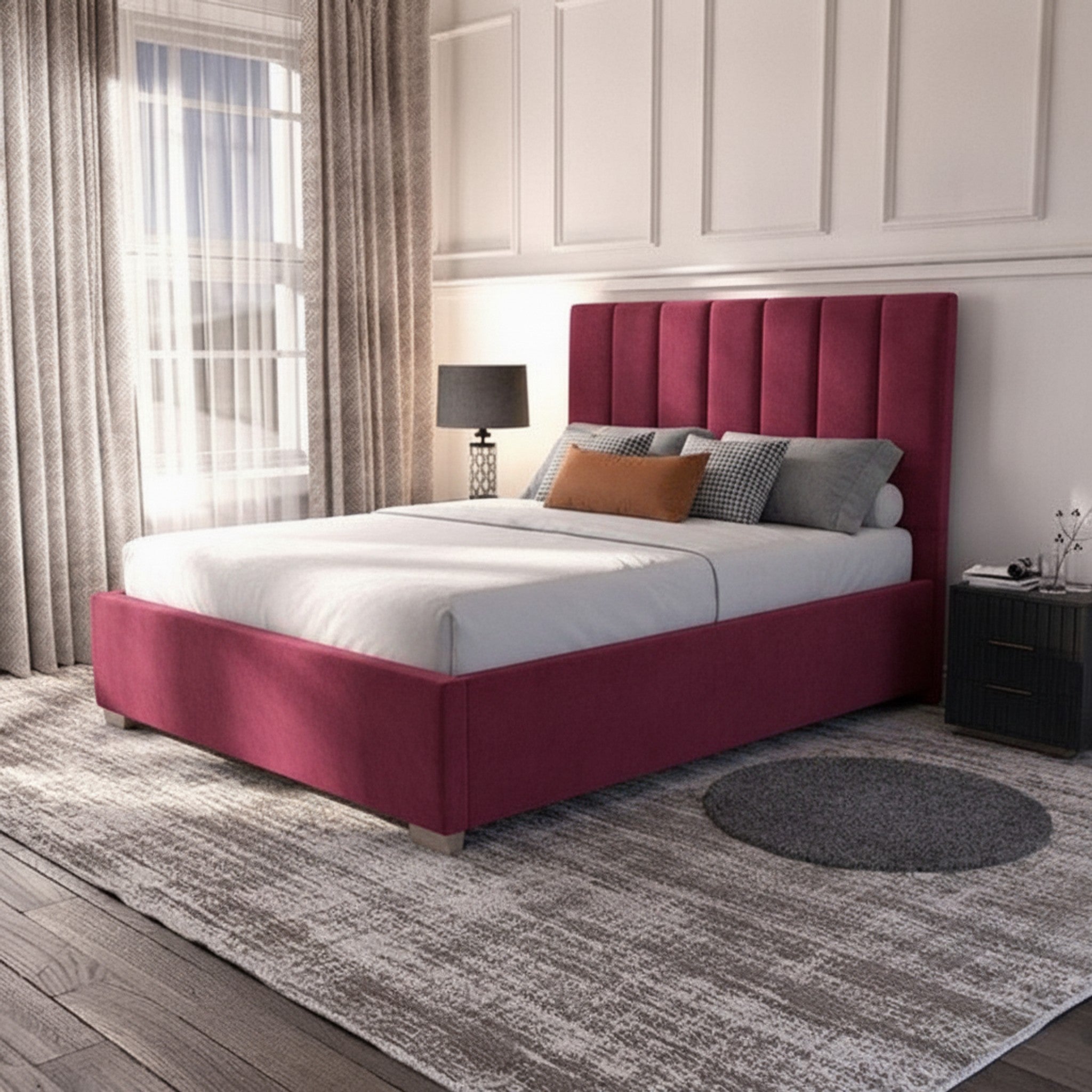 Cerise Cubic Panel Ottoman Bed