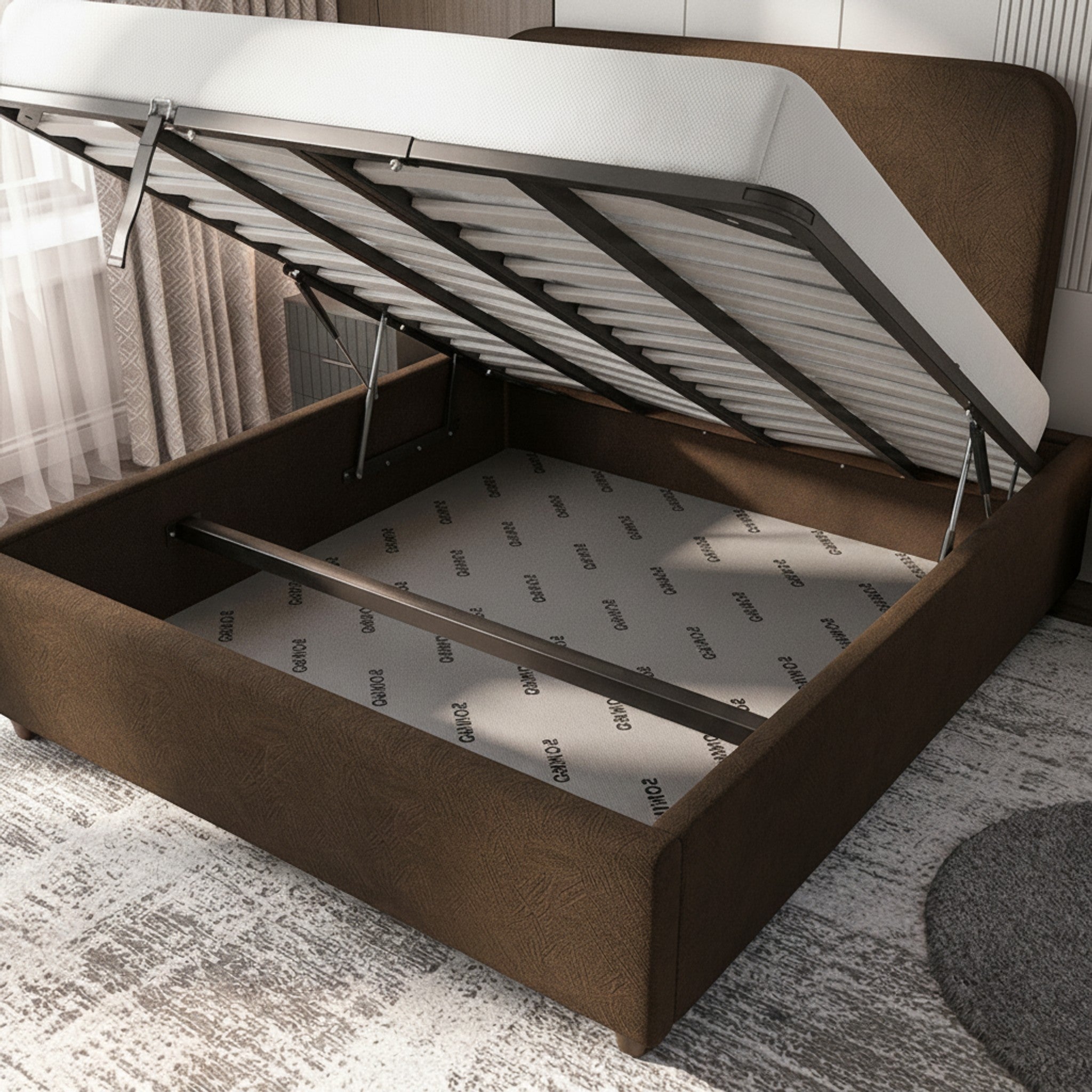 Bourneville Curb Plain Ottoman Bed with Gas-Lift Storage