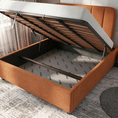 Burnt Orange Curb Plain Ottoman Bed with Storage