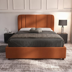 Burnt Orange Curb Plain Ottoman Bed with Storage