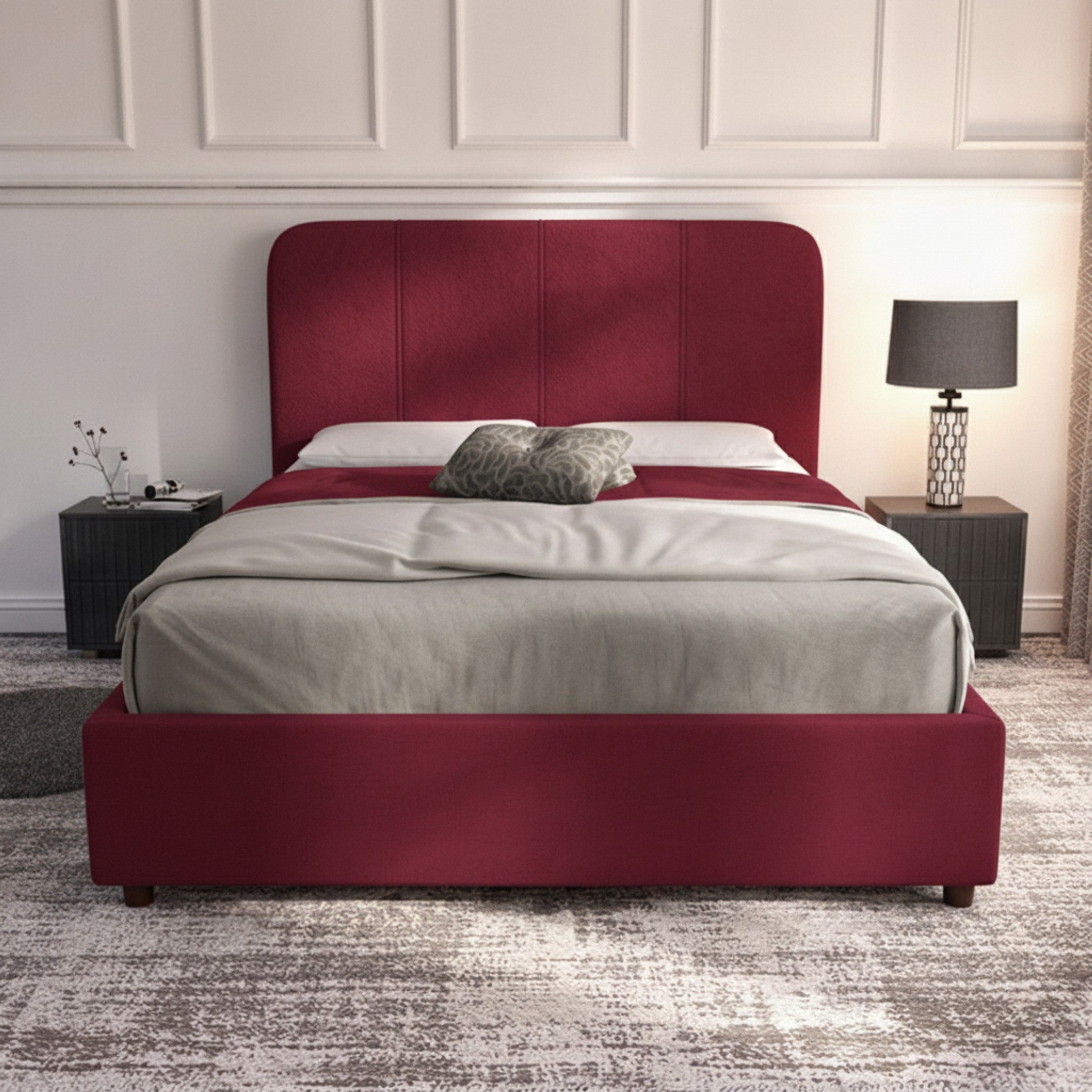 Cerise Curb Plain Ottoman Bed with Storage