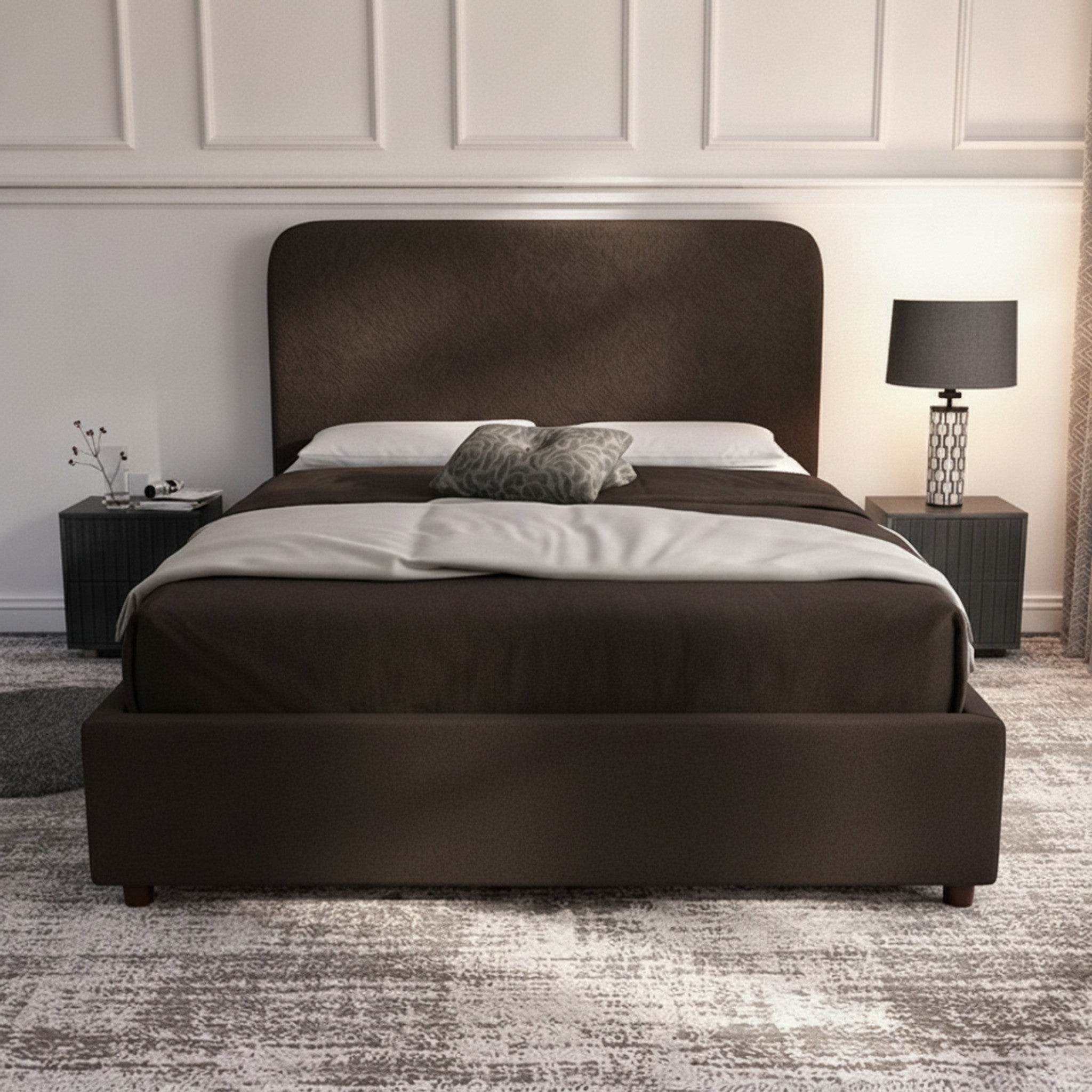 Bourneville Curb Plain Ottoman Bed with Gas-Lift Storage