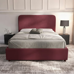 Claret Curb Plain Ottoman Bed