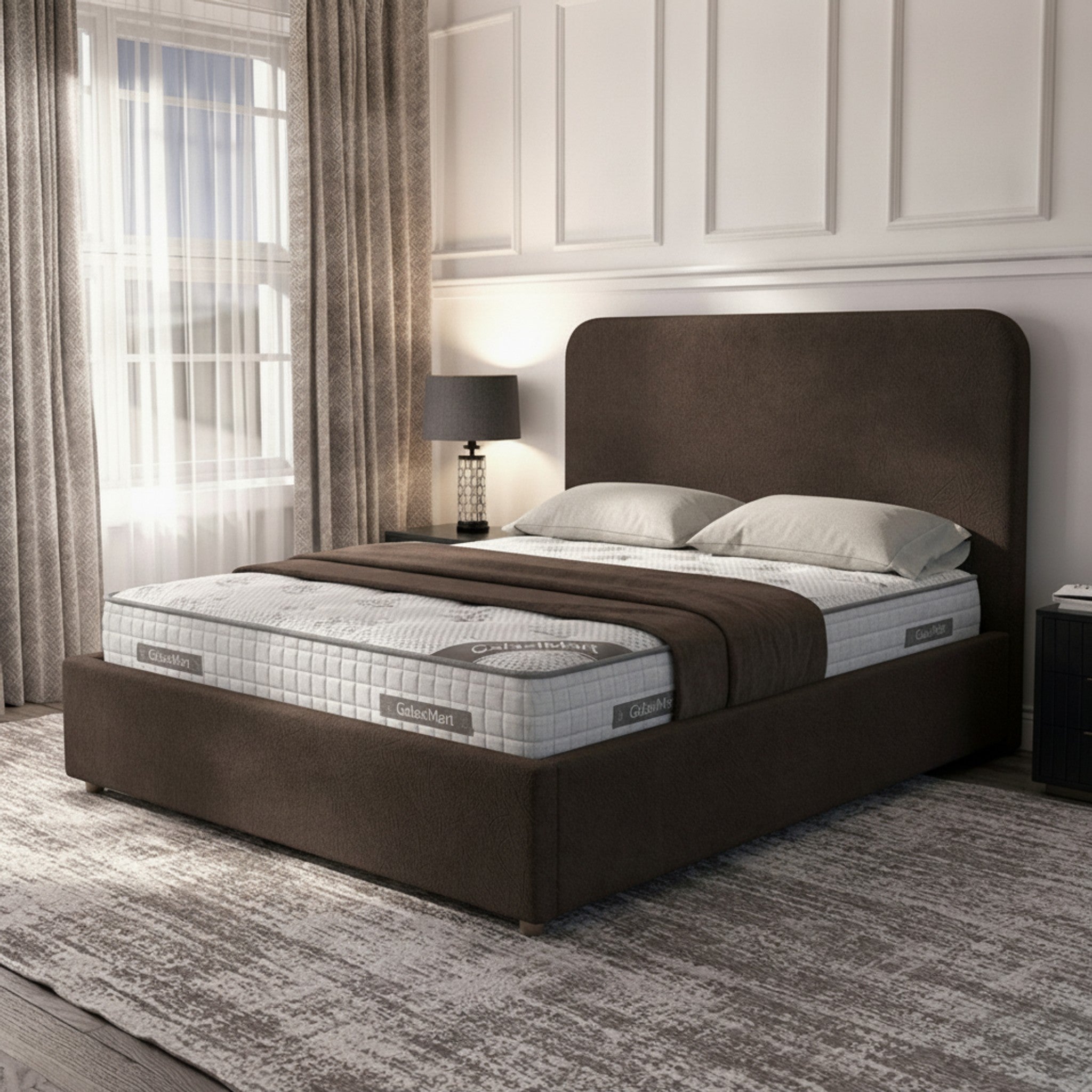 Bourneville Curb Plain Ottoman Bed with Gas-Lift Storage
