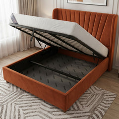 Burnt Orange Deco Panel Ottoman Bed