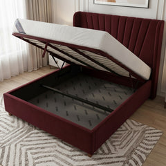 Claret Deco Panel Ottoman Bed | Luxurious Storage Bed