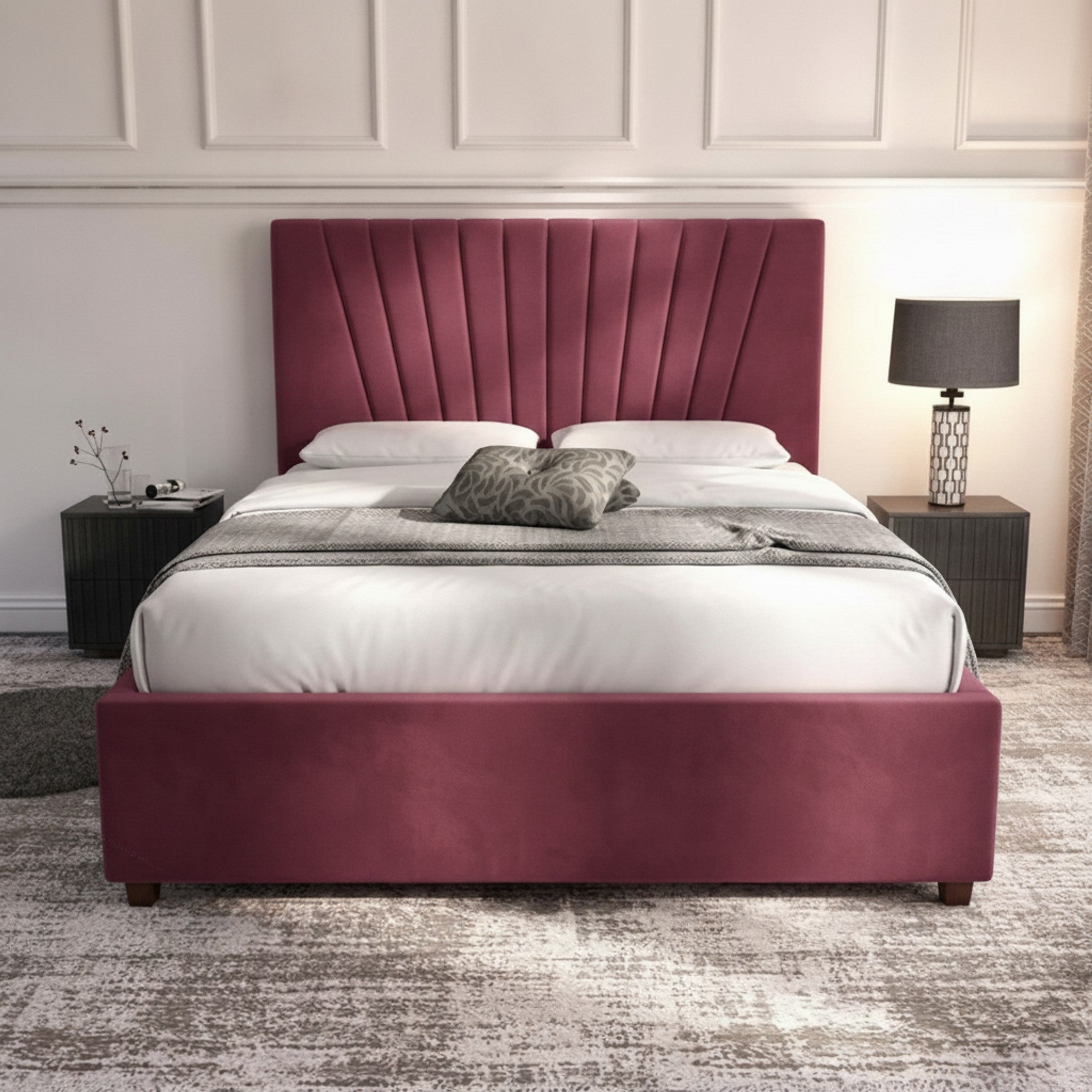 Cerise Deco Panel Ottoman Bed | Premium Gas-Lift Storage