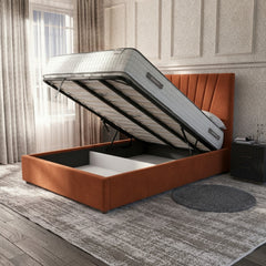 Burnt Orange Deco Panel Ottoman Bed
