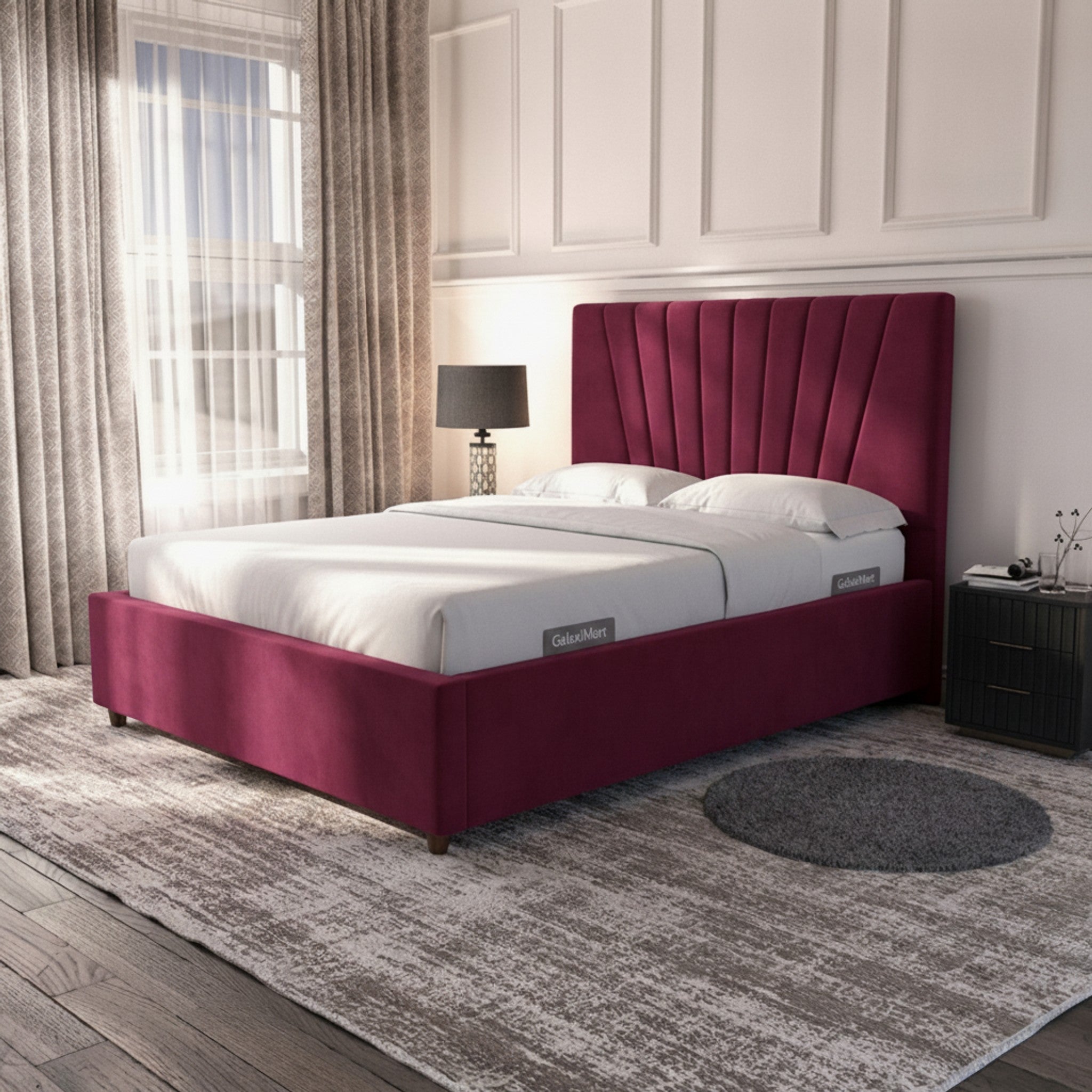 Cerise Deco Panel Ottoman Bed | Premium Gas-Lift Storage