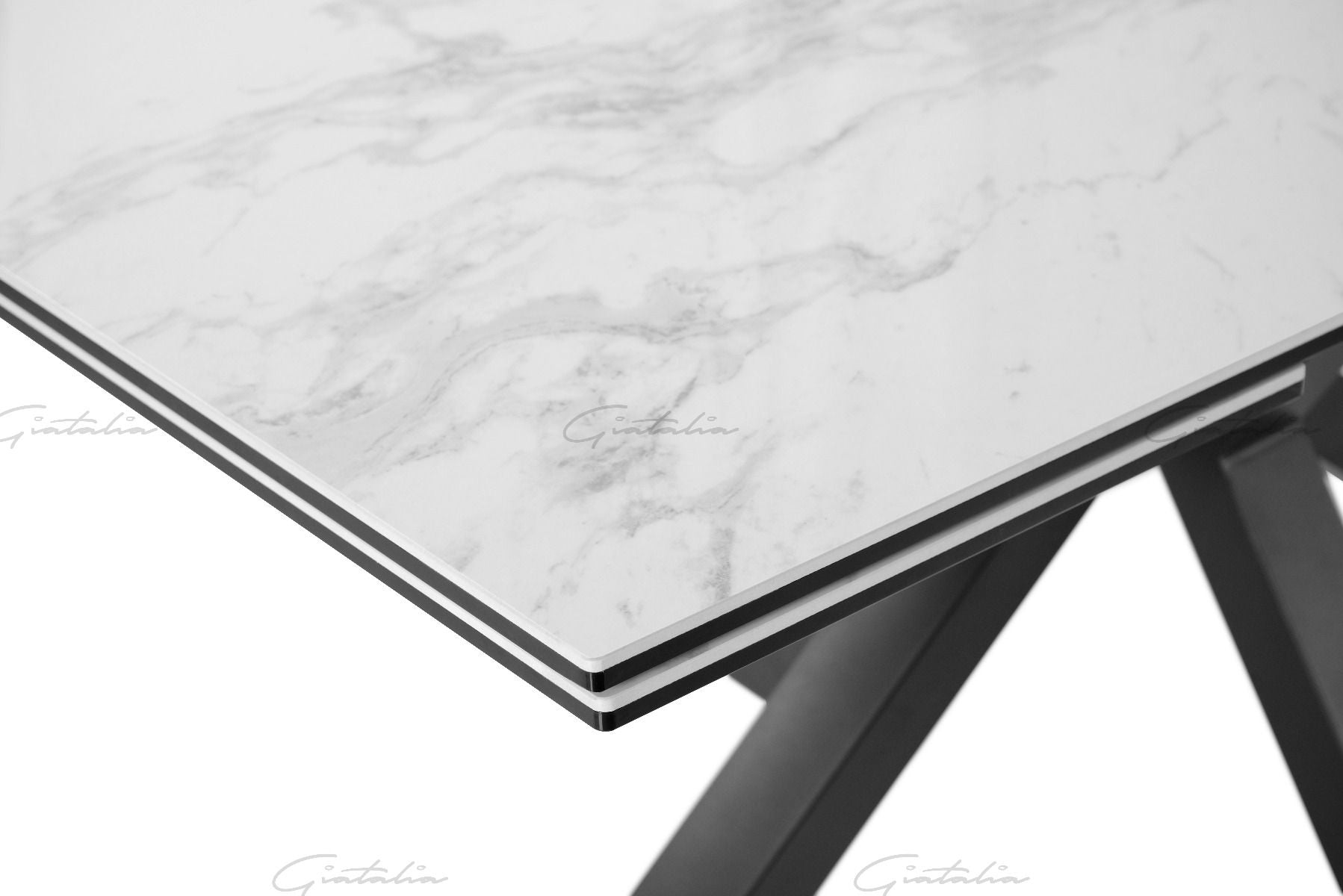 Amari BIG 160–240cm White & Grey Ceramic Marble Extending Dining Table