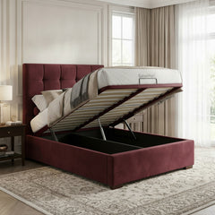 Claret Durham Ottoman Bed - Gas-Lift Storage
