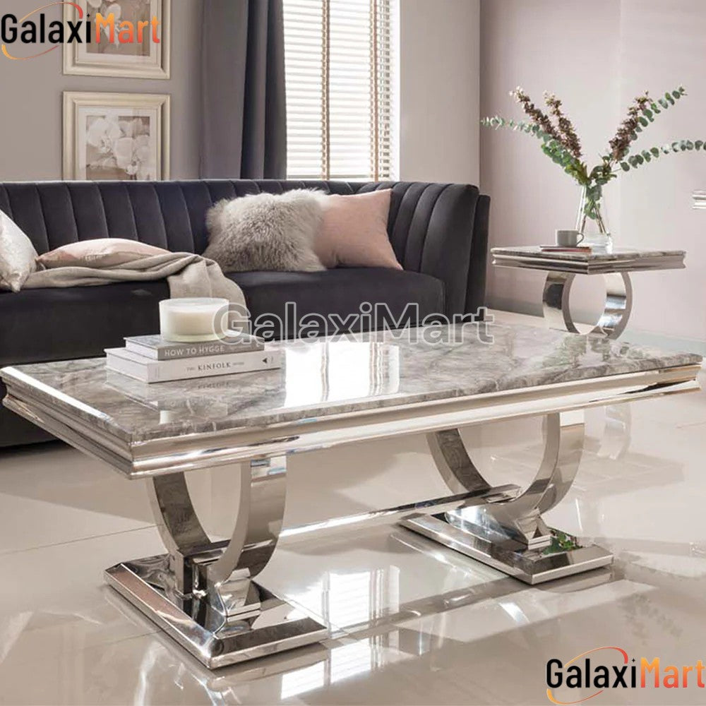 Arianna Light Grey Marble Coffee Table