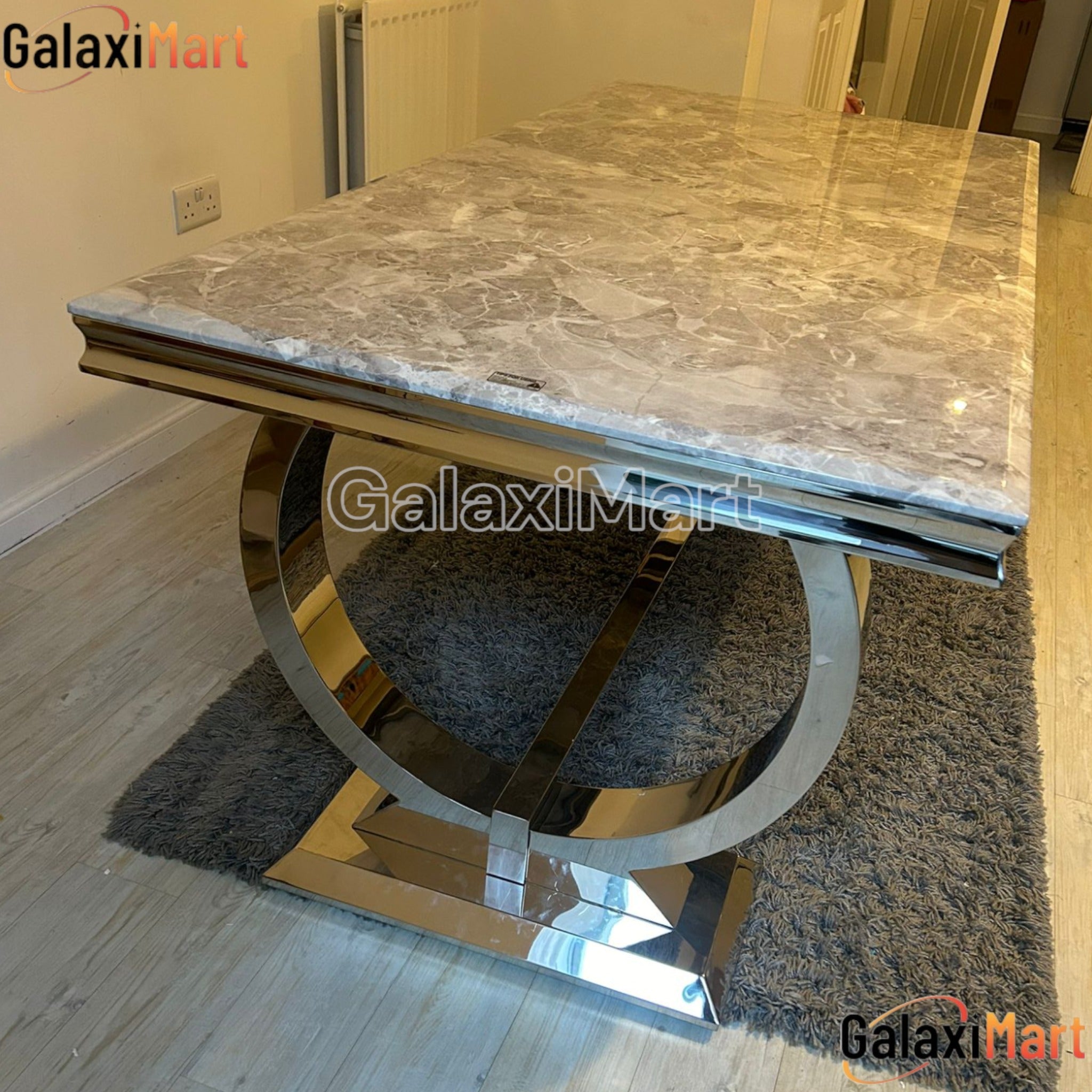 Arianna Grey Marble Dining Table With Majestic Loin Knocker Velvet Dining Chairs And Bench