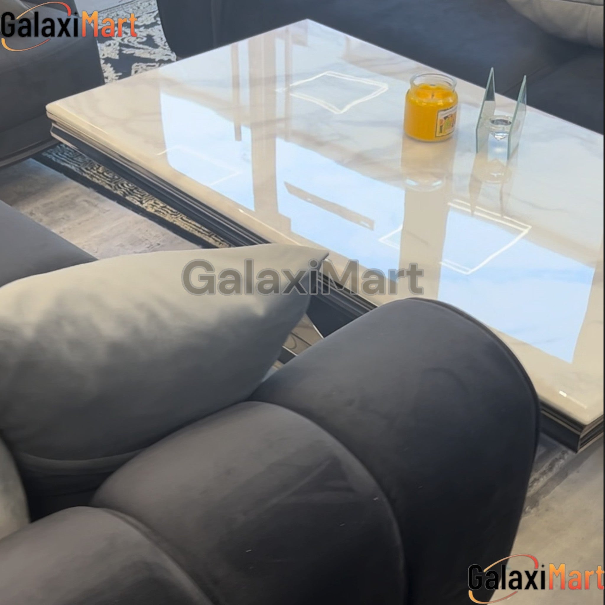 Ariel Marble & Chrome Coffee Table