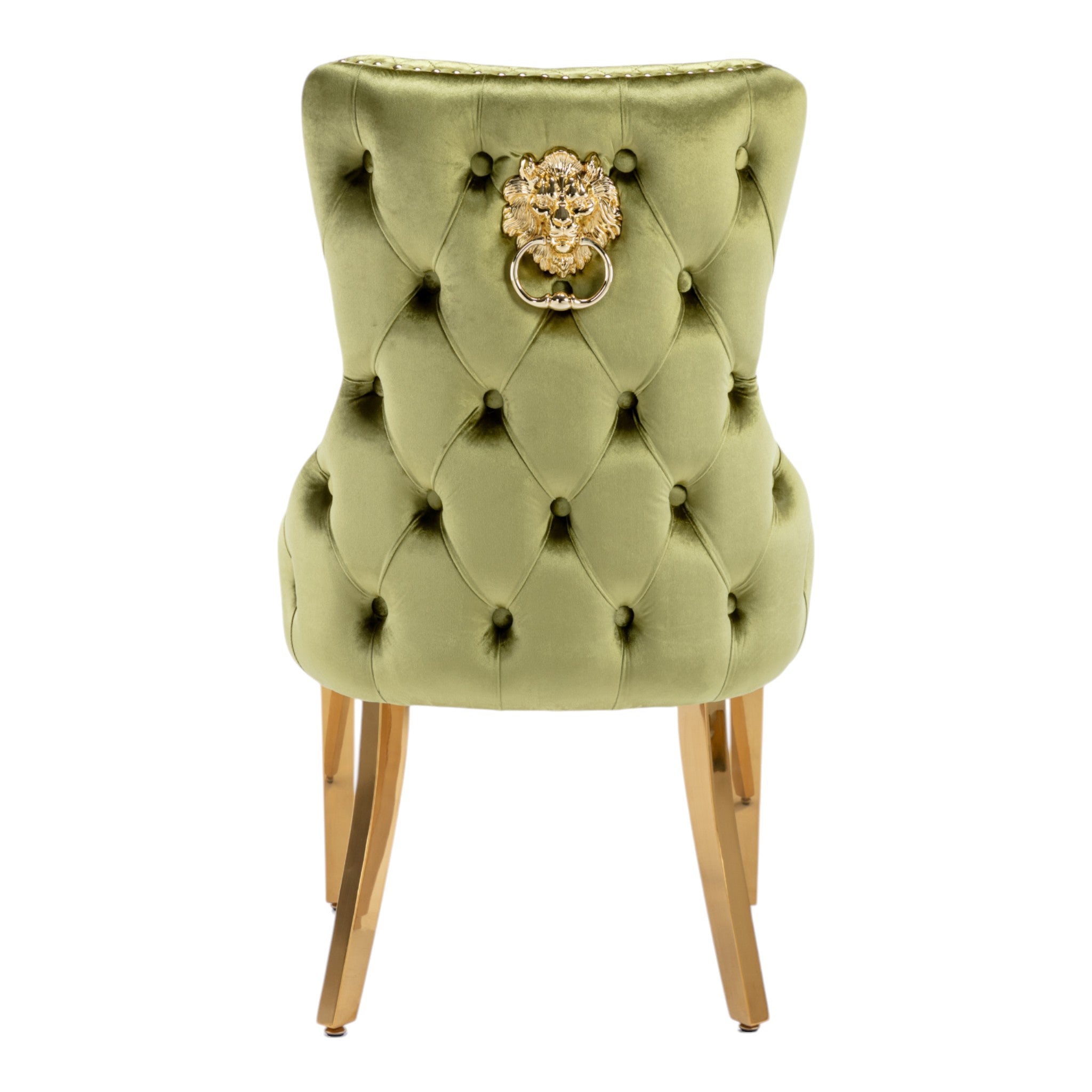 180cm Revello Black & Gold Marble Dining Table with Victoria Gold Lion Knocker Buttoned Back Velvet Chairs