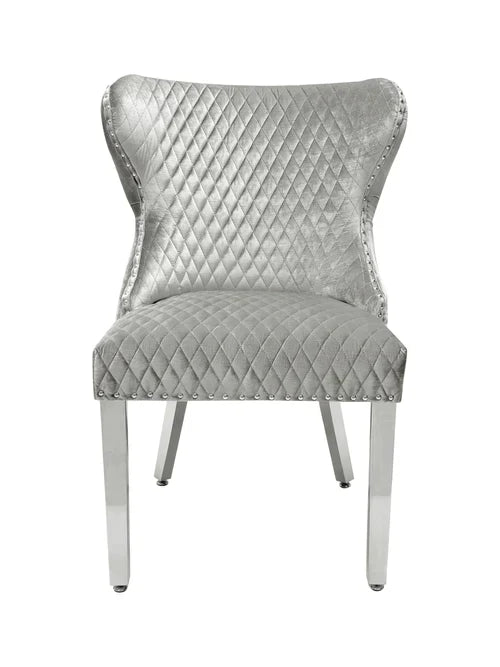 2 Valentino Lion Knocker Velvet Luxury Dining Chairs, Tufted button