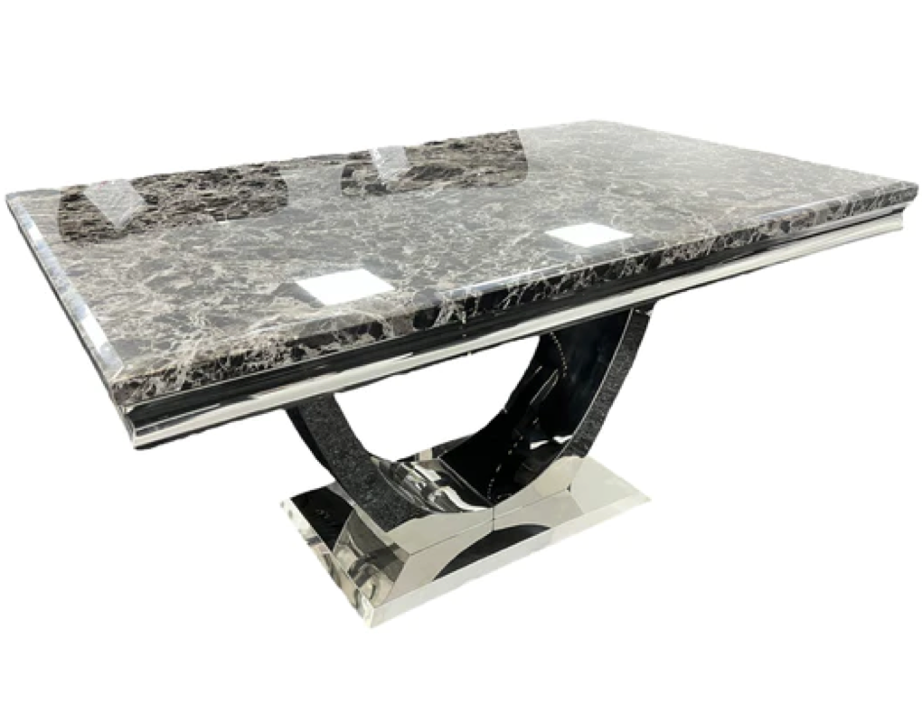 Ariel Marble & Chrome Dining Table – Modern Luxury Dining Table