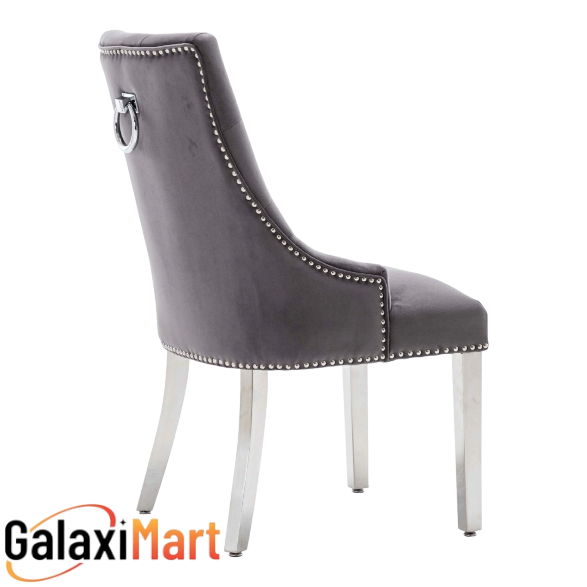 Arianna 150/180/200cm Grey Marble Dining Table with Darcy Ring Knocker Velvet Dining Chairs