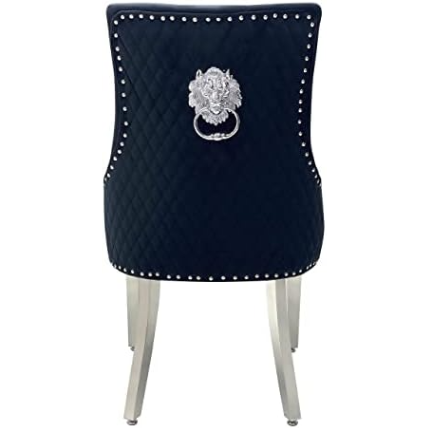 Arial White Marble Dining Table With Loin Knocker Velvet Dining Chairs