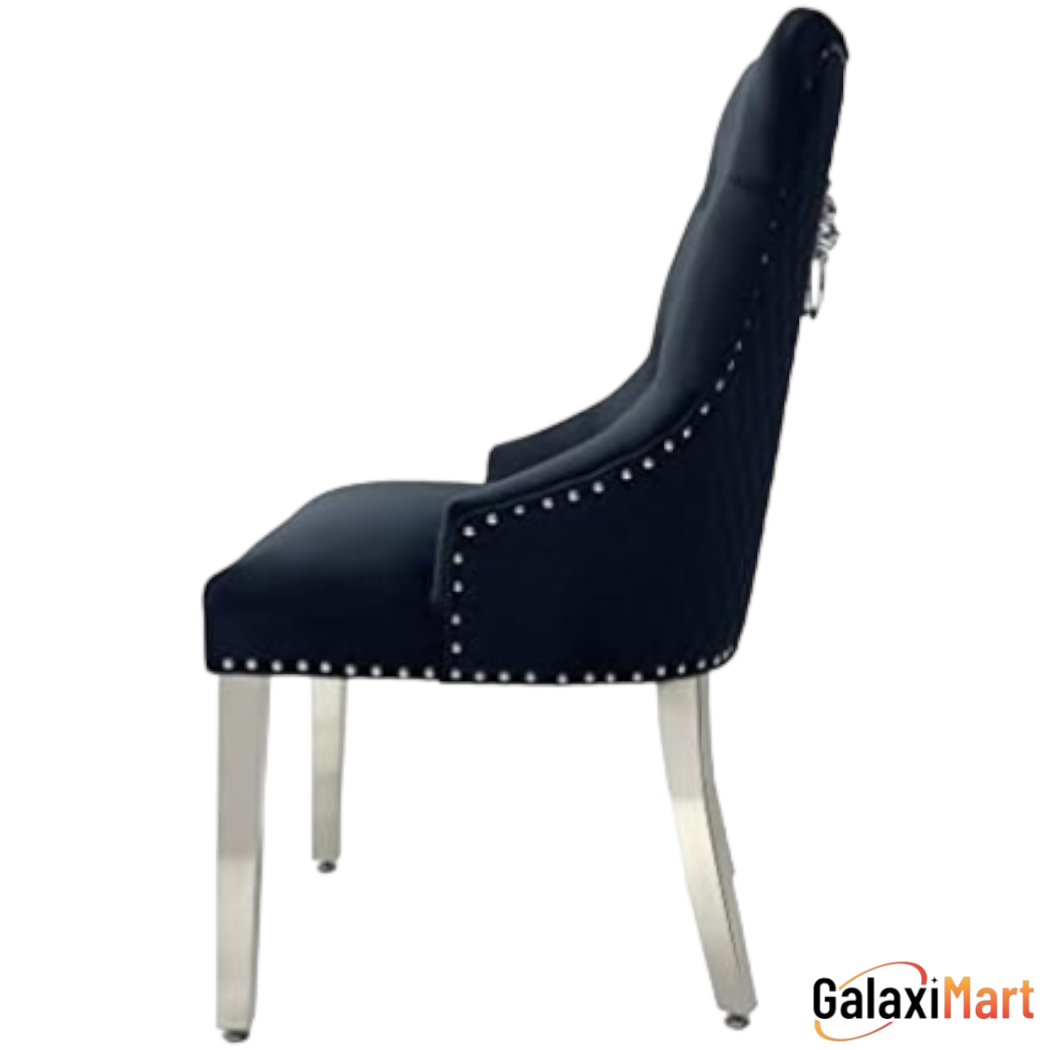 Ariaana 150cm + 180cm + 200cm White Marble Dining Table With Majestic Lion Knocker Black Velvet Dining Chairs