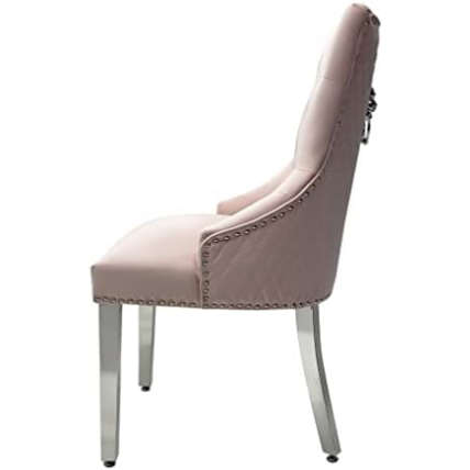 Arial White Marble Dining Table With Loin Knocker Velvet Dining Chairs