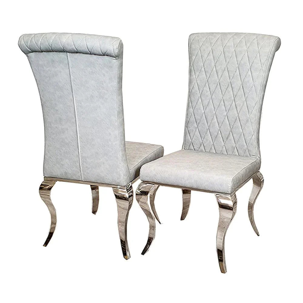Arianna Grey Marble Dining Table with Nicole PU-Leather Dining Chairs
