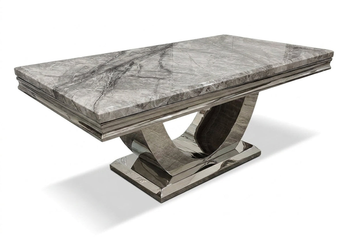 Ariel Grey Marble & Chrome Coffee Table