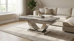 Ariel Grey Marble & Chrome Coffee Table