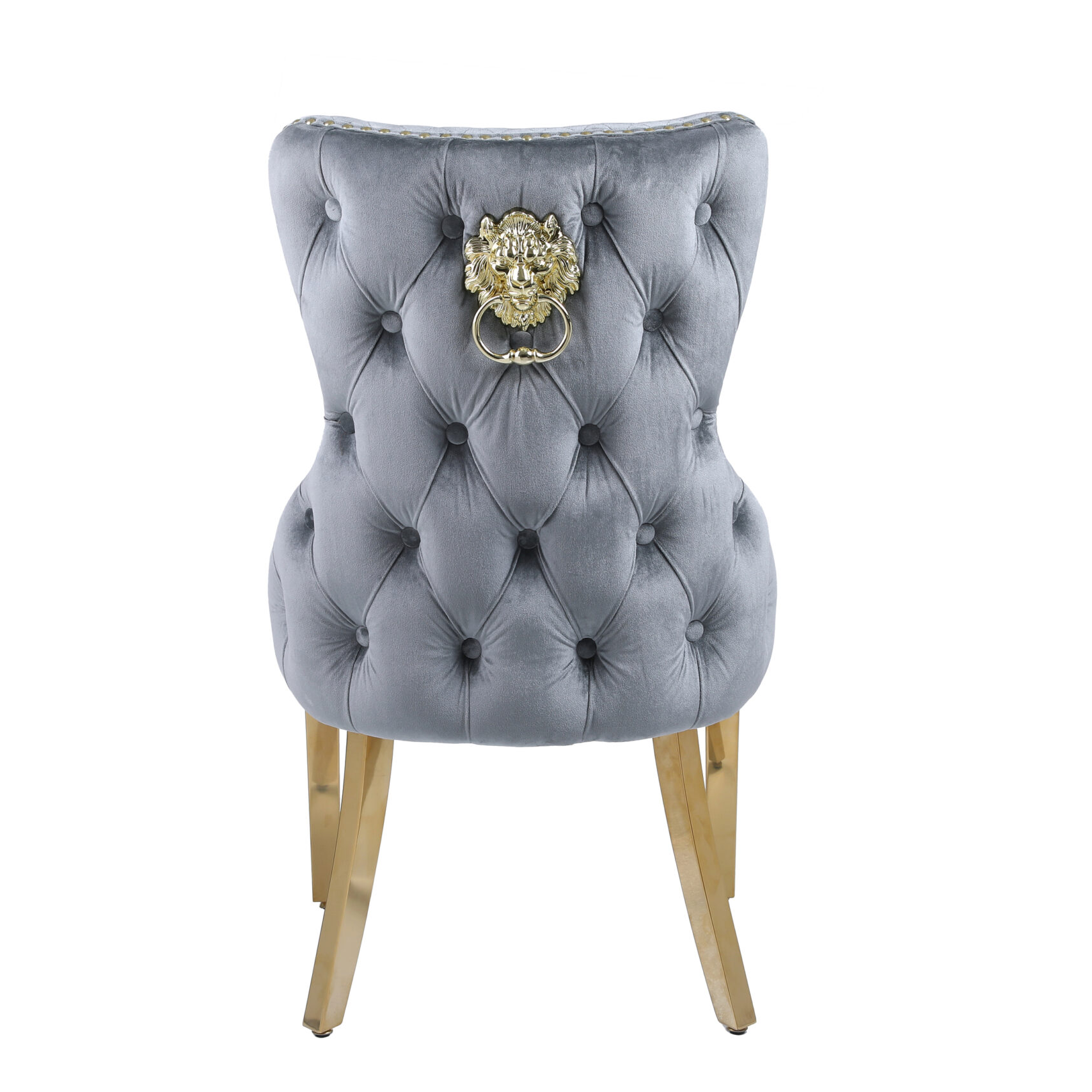 Arianna Grey Marble Dining Table & Gold Base with Victoria Velvet Chairs