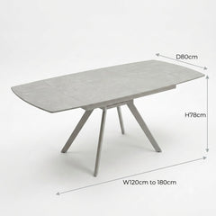 Cambridge Sintered Stone Extendable Dining Table Grey with Tunscay Grey Dining Chairs | GalaxiMart