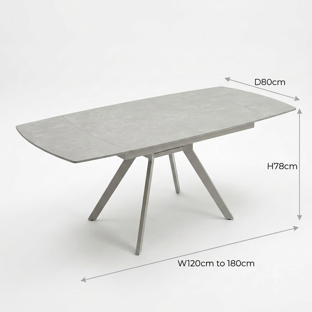 Cambridge Sintered Stone Extendable Dining Table Grey with Constance Beige 360° Swivel Dining Chairs | GalaxiMart