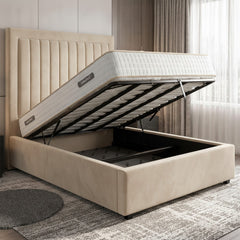 Cream Hamilton Ottoman Bed | Gas-Lift Storage