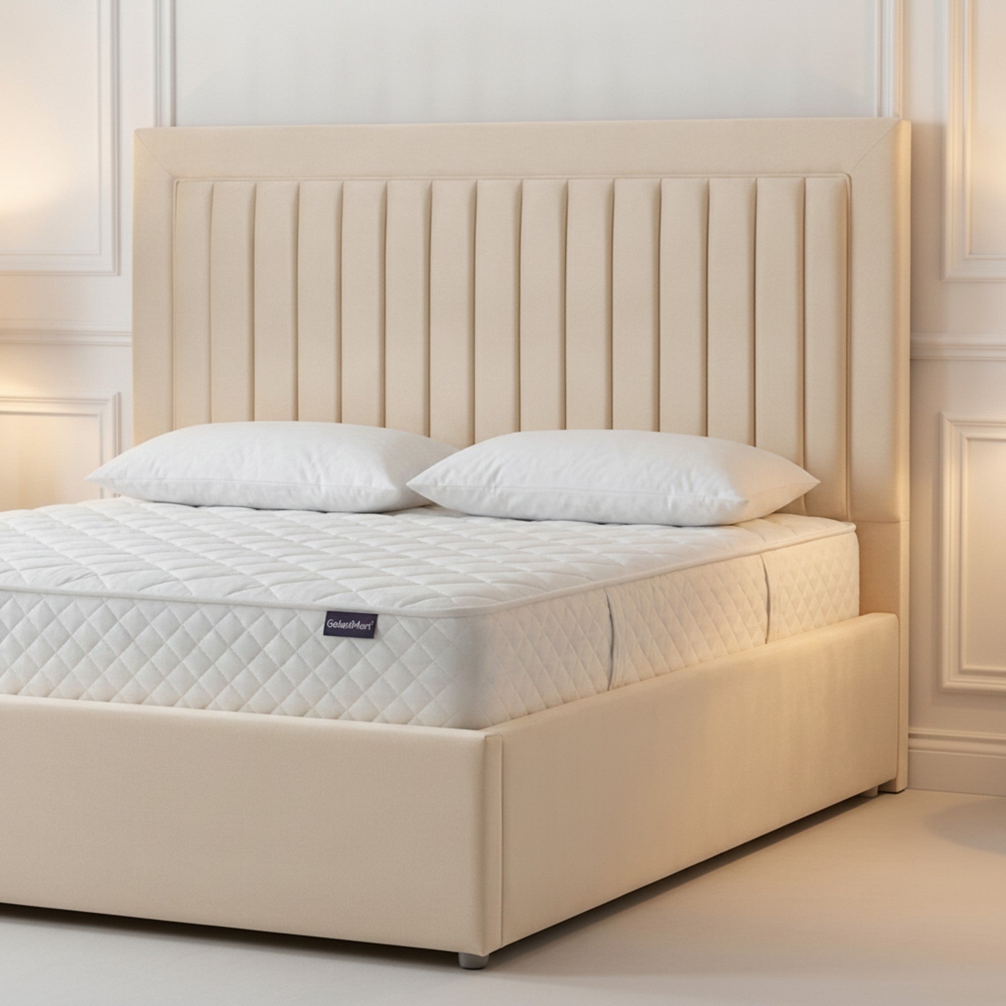 Cream Hamilton Ottoman Bed | Gas-Lift Storage