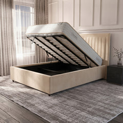 Cream Hamilton Ottoman Bed | Gas-Lift Storage