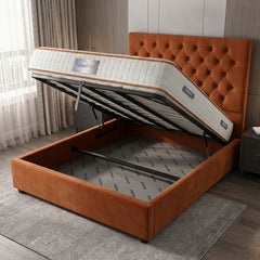 Burnt Orange Hampshire Ottoman Bed with Gas-Lift Storage